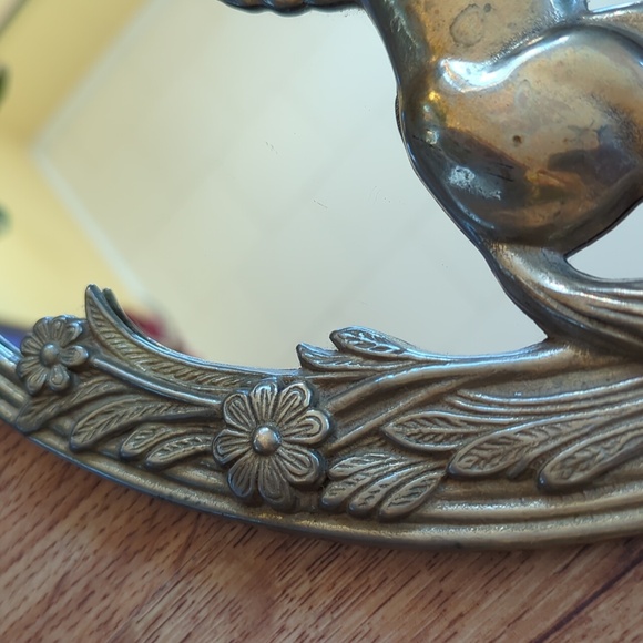 Vintage Solid Brass Unicorn Mirror - Picture 3 of 7